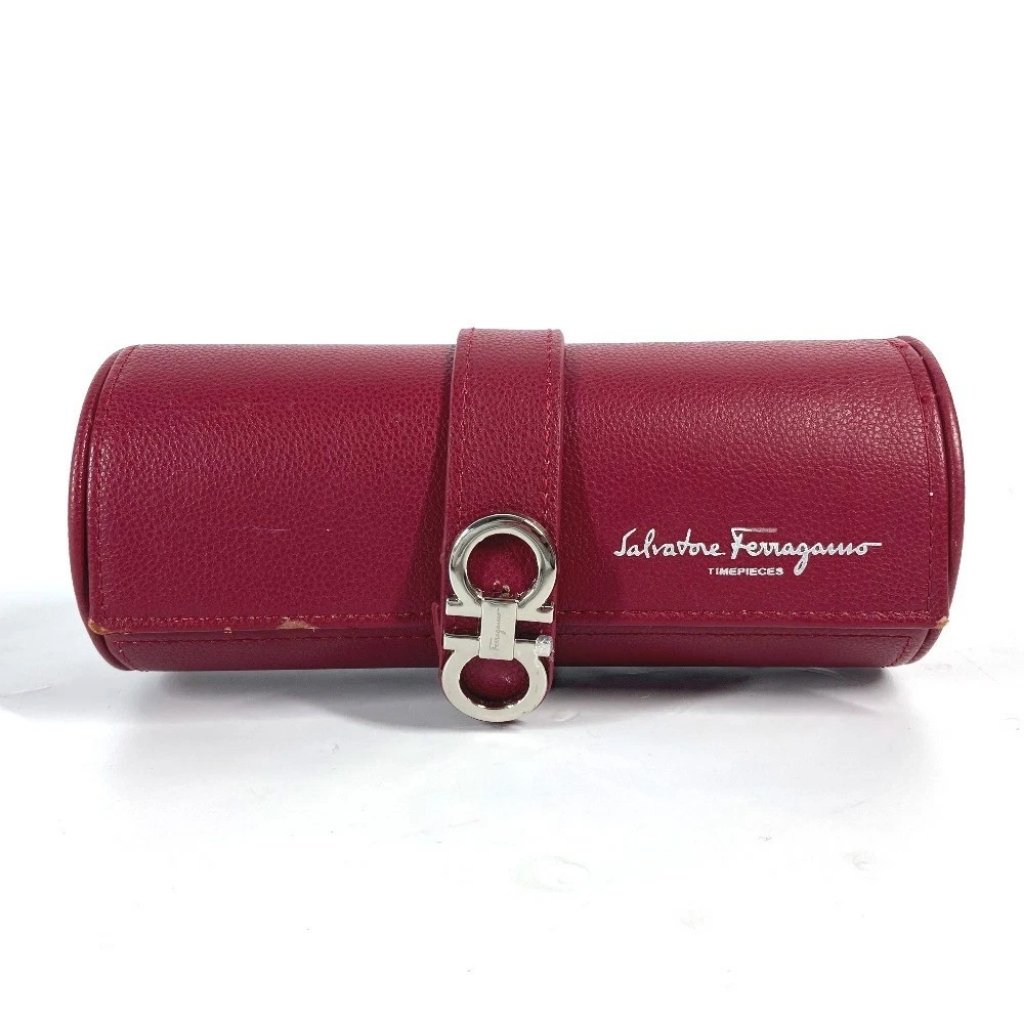 Salvatore Ferragamo Logo Watch Case Watch Case Pouch Leather Red